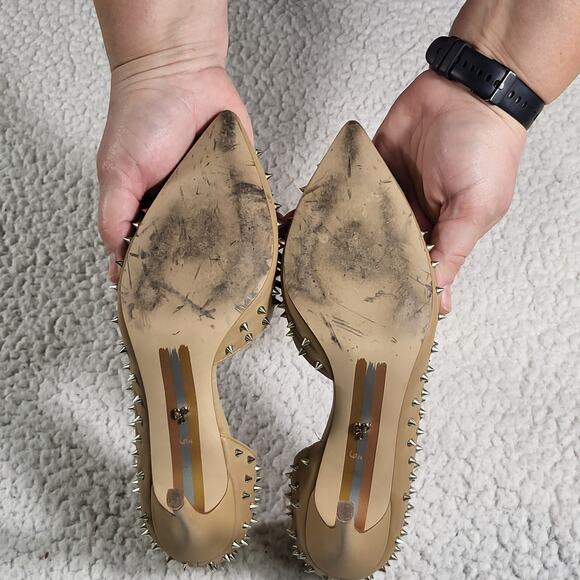 Sam Edelman Shoes HADLEE Oatmeal Suede Spiked Pump D'Orsay Heel size 6.5 - Picture 7 of 8